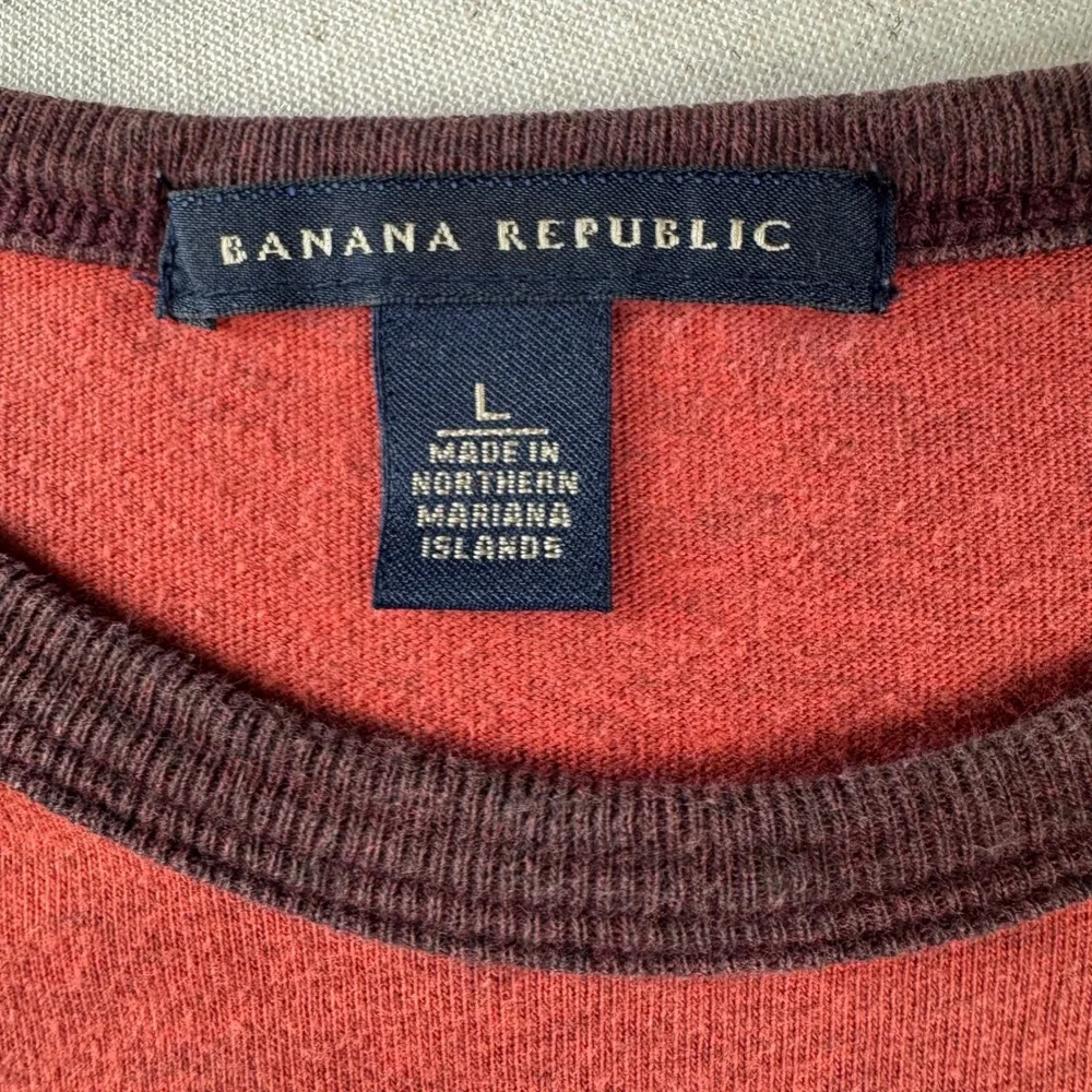 Vintage y2k Banana Republic Men's Large Orange Ringer Tee Cotton Skater casual